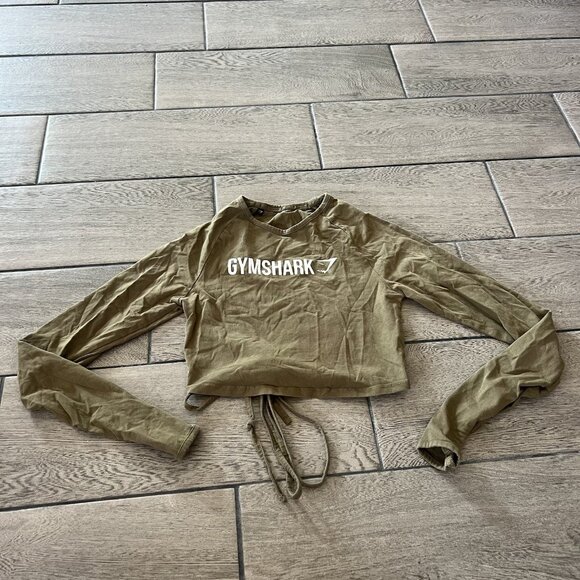 Gymshark Cropped Long Sleep Green Tie Small? (247) - Picture 1 of 7
